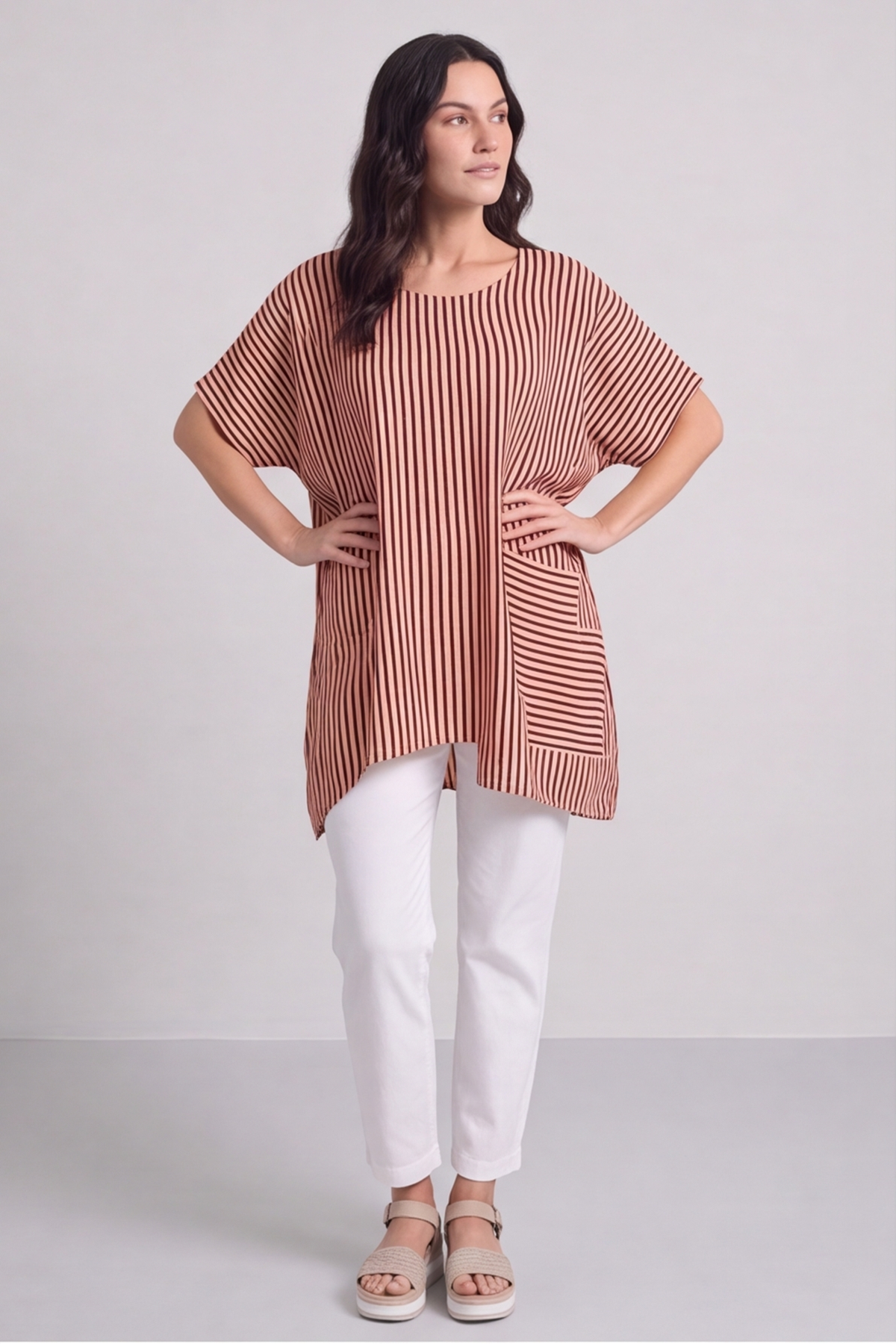 Naima Stripe Top Light Orange