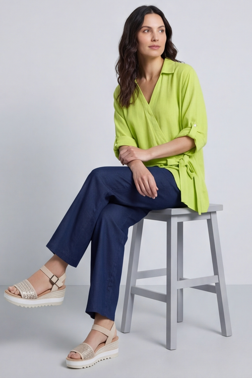 Shyla Check Wrap Top Lime - Image 4