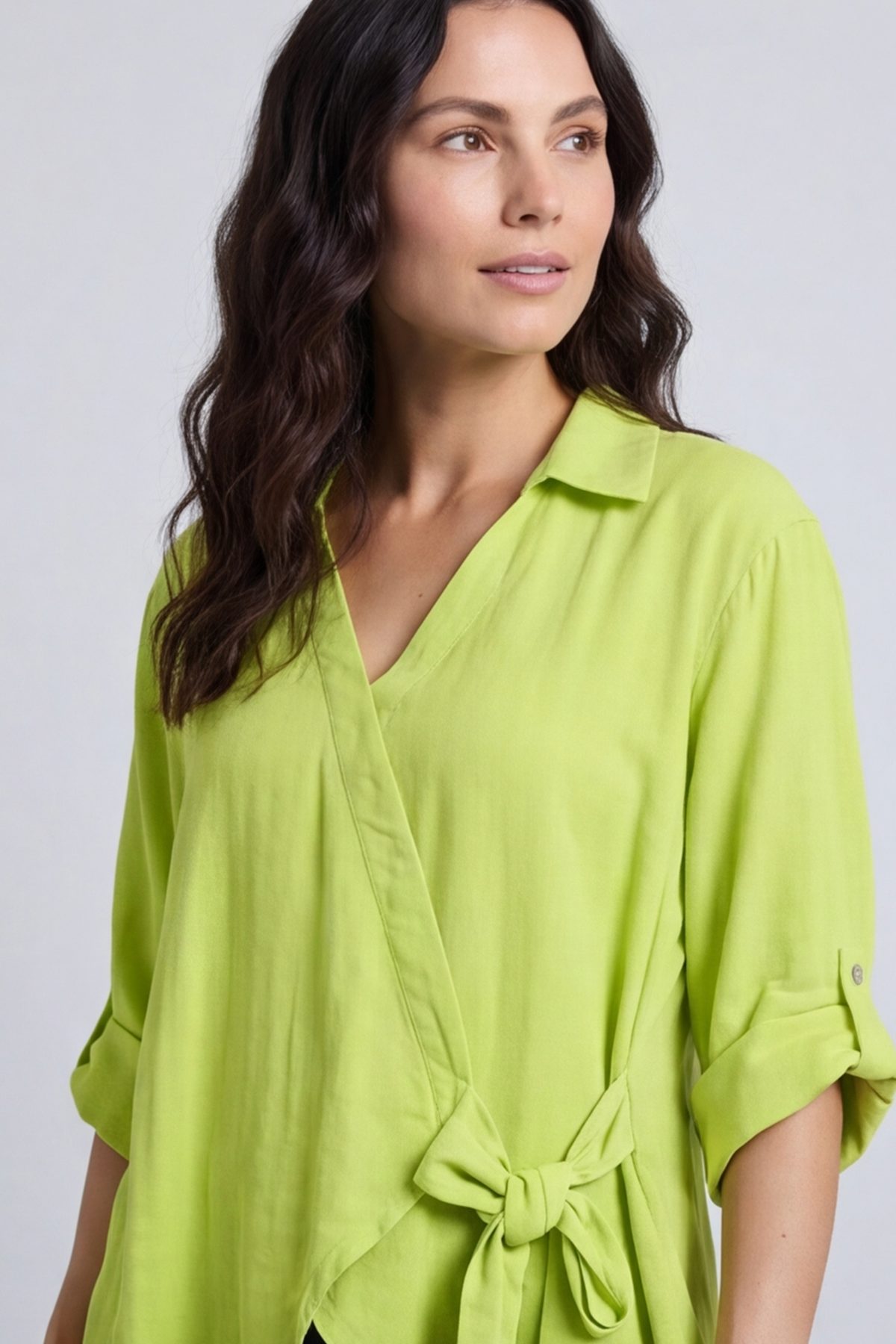 Shyla Check Wrap Top Lime