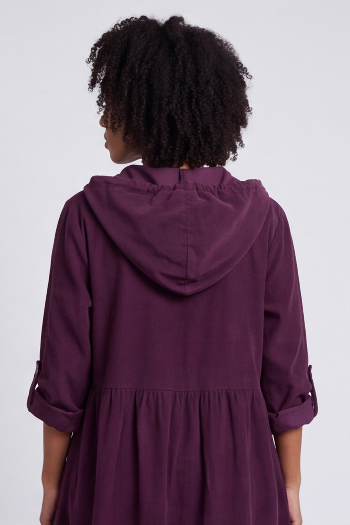 Sian Hooded Needlecord Jacket Burgundy
