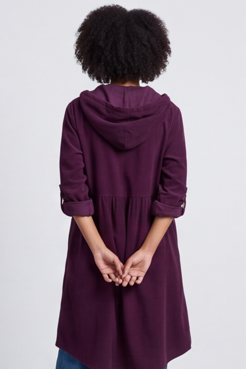 Sian Hooded Needlecord Jacket Burgundy - Image 4