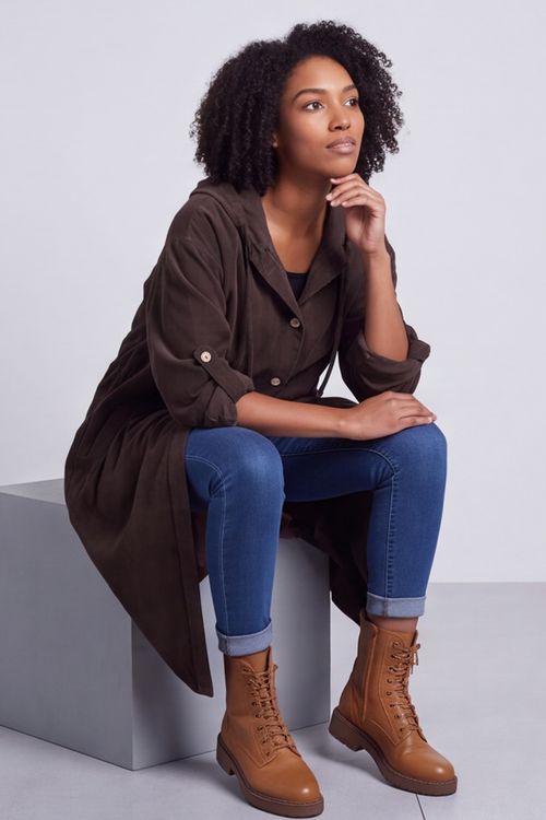 Sian Hooded Needlecord Jacket Cocoa - Image 5