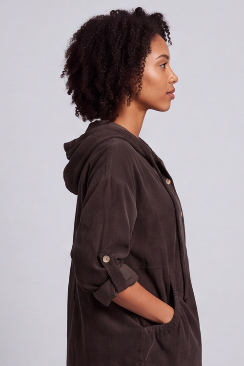 Sian Hooded Needlecord Jacket Cocoa - Image 6