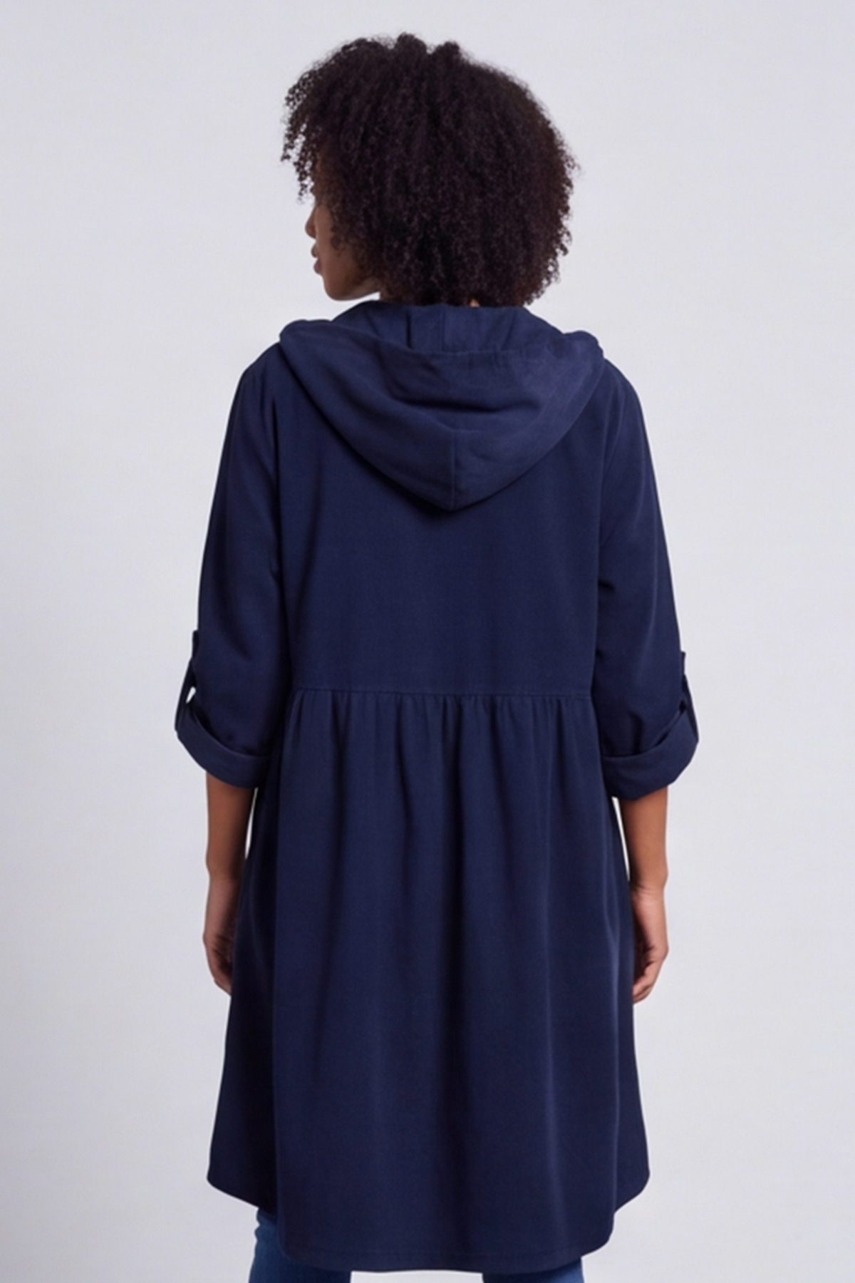 Sian Hooded Needlecord Jacket Navy