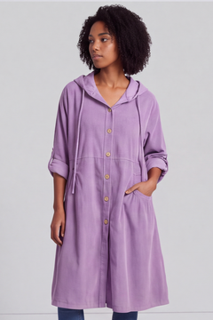 Sian Hooded Needlecord Jacket Purple