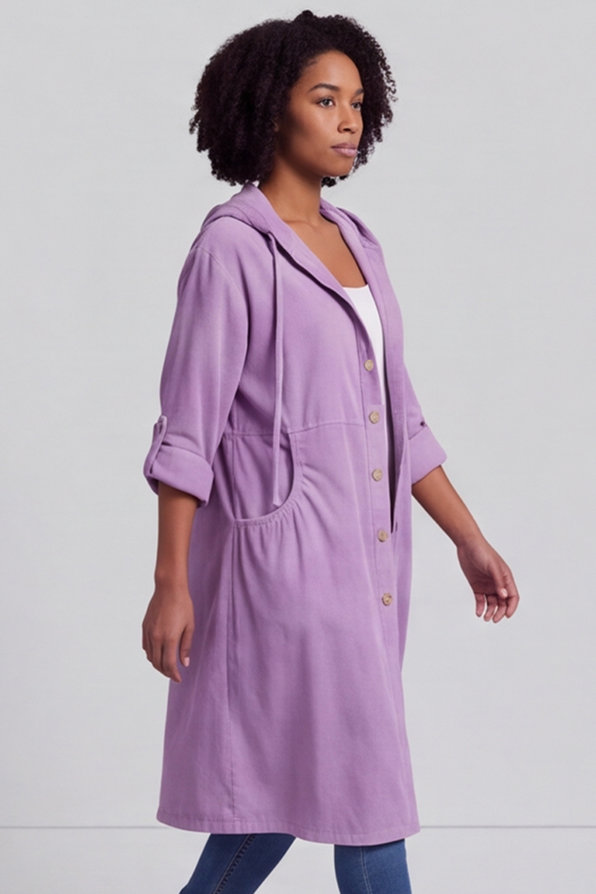 Sian Hooded Needlecord Jacket Purple