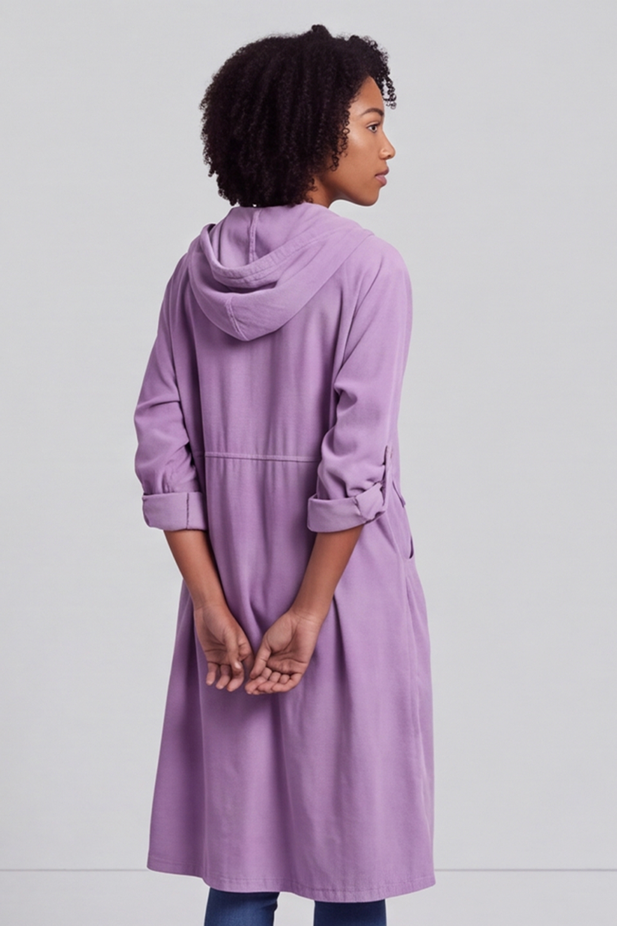 Sian Hooded Needlecord Jacket Purple