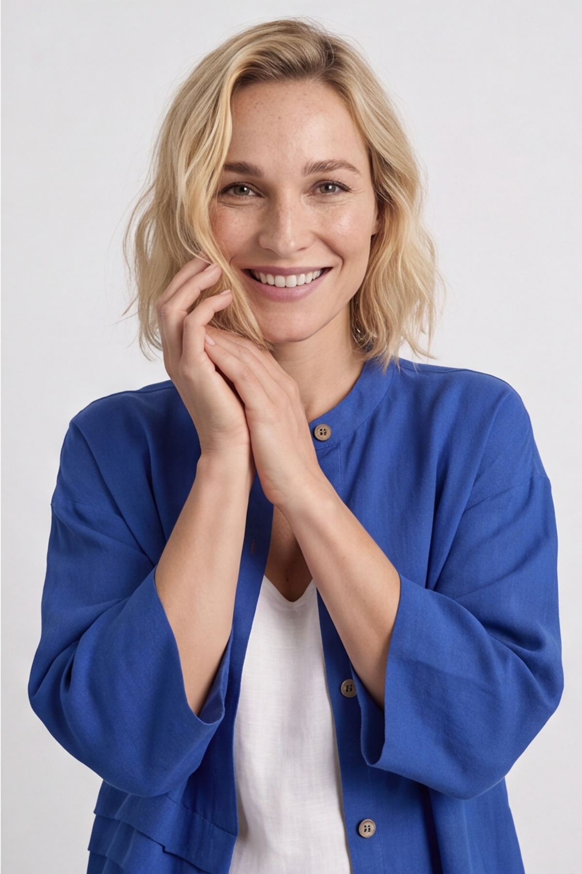 Sienna Button Linen Dress Cobalt