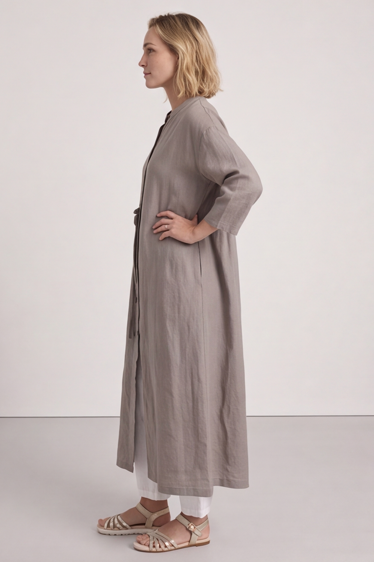 Sienna Button Linen Dress Mocha