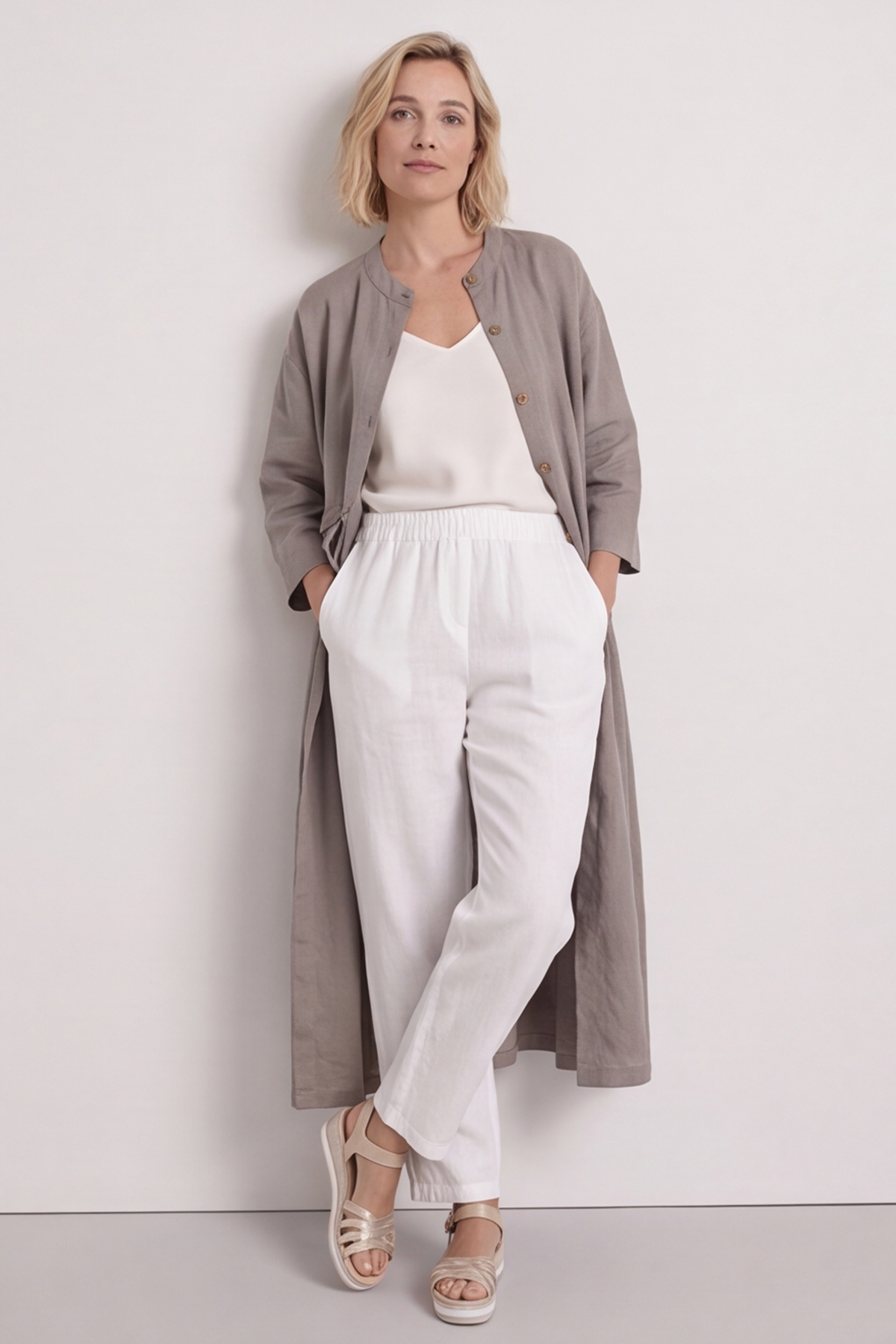 Sienna Button Linen Dress Mocha