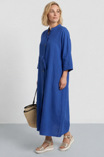 Sienna Button Linen Dress Cobalt Cobalt - Sienna Button Linen Dress Cobalt