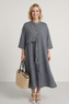 Sienna Button Linen Dress Charcoal