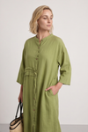 Sienna Button Linen Dress Olive