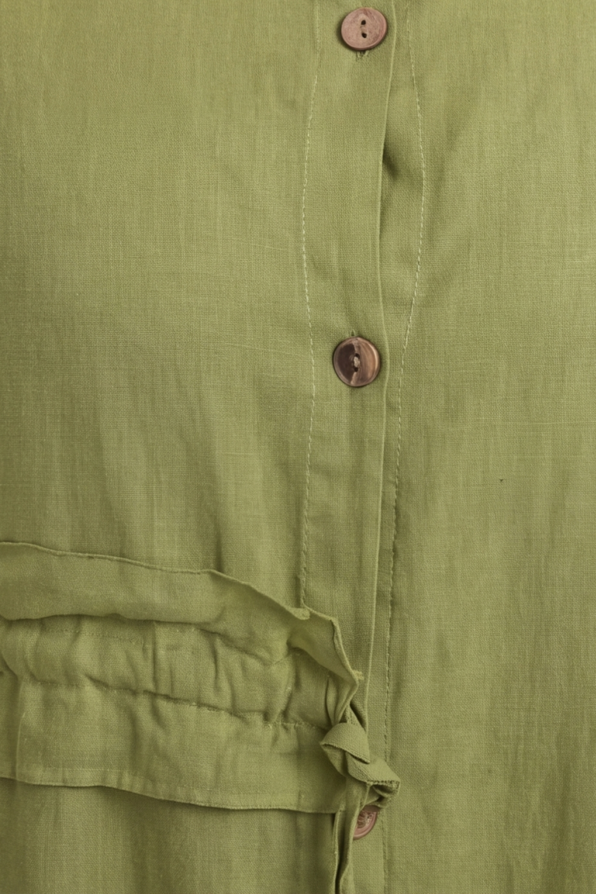 Sienna Button Linen Dress Olive