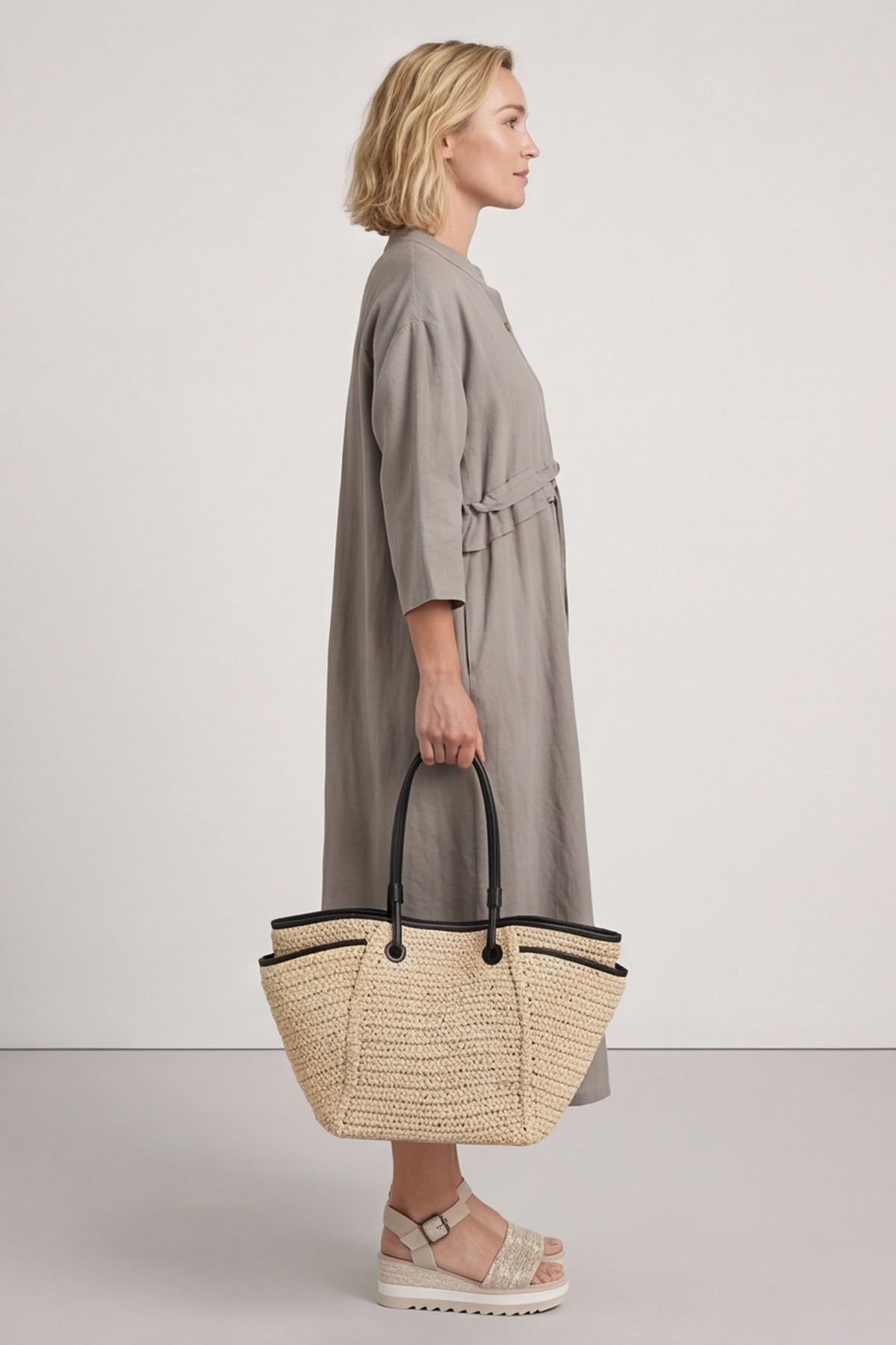 Sienna Button Linen Dress Mocha