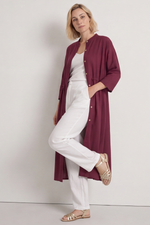 Sienna Button Linen Dress Wine Wine - Sienna Button Linen Dress Wine