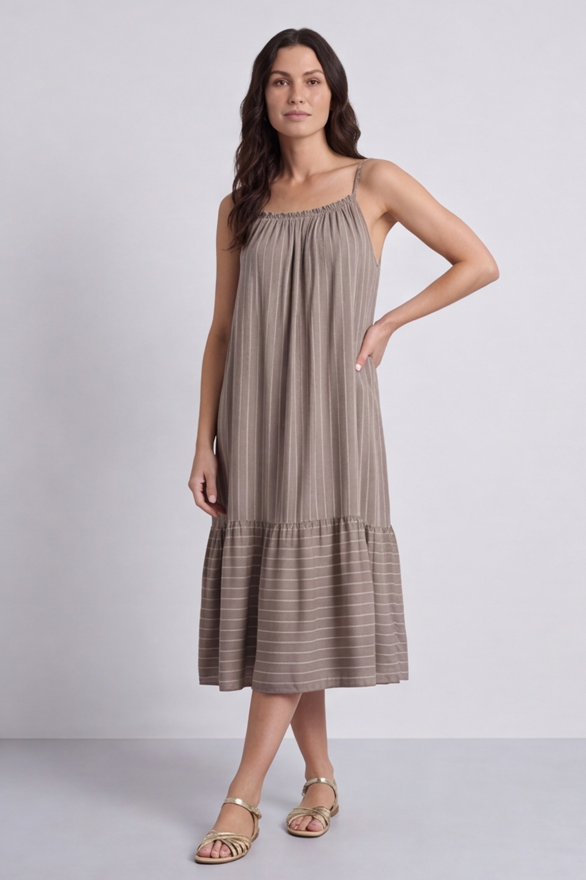 Amelie Stripe Sundress Mocha
