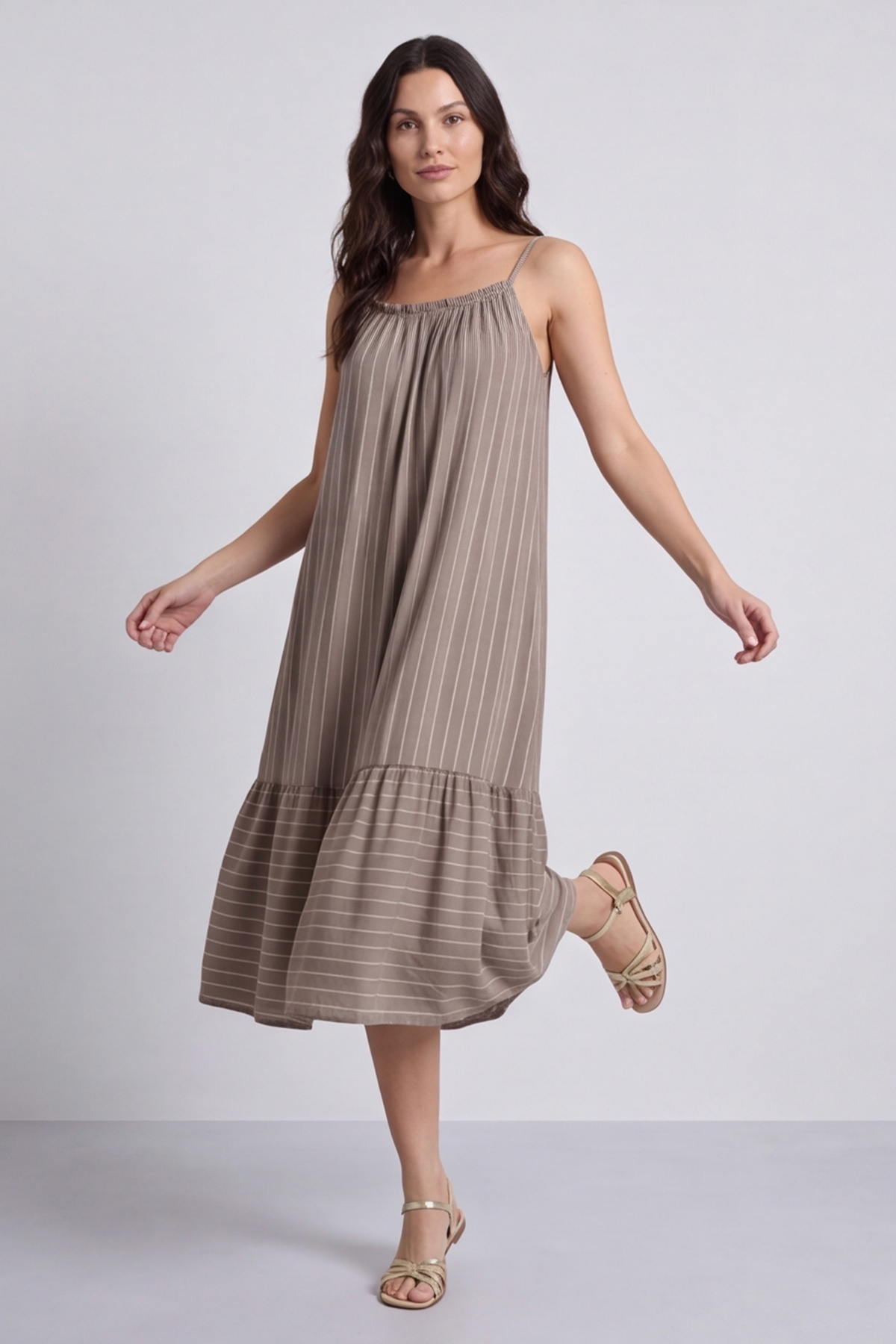Amelie Stripe Sundress Mocha