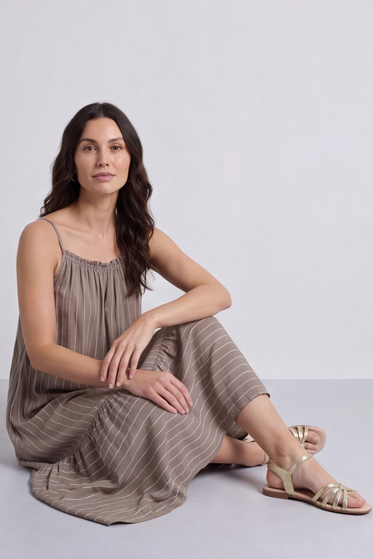 Amelie Stripe Sundress Mocha