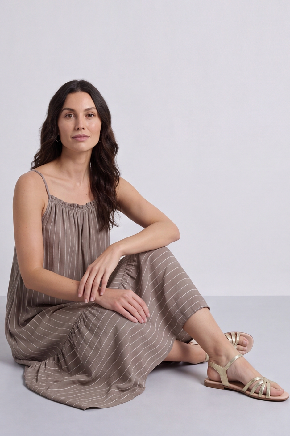 Amelie Stripe Sundress Mocha