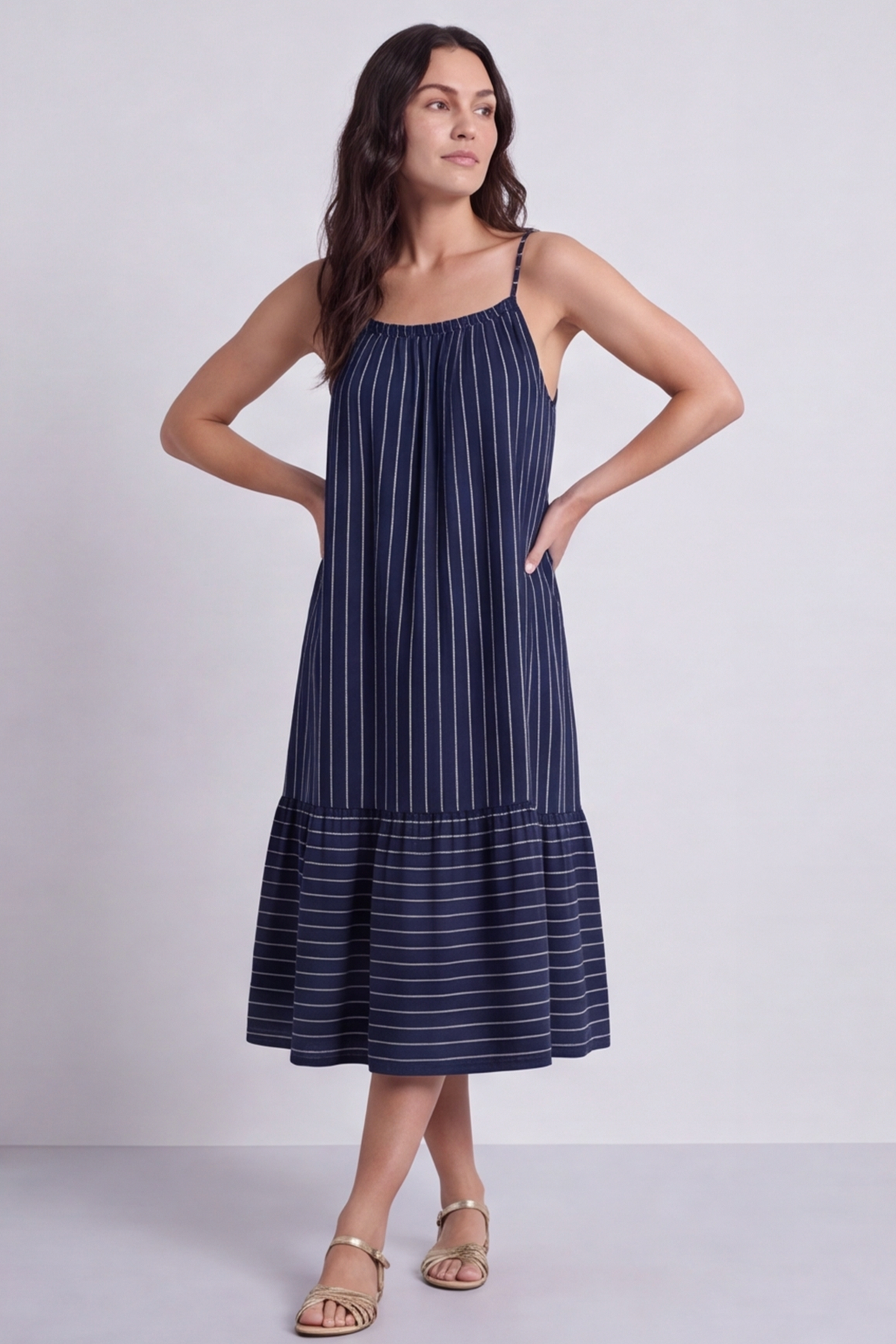 Amelie Stripe Sundress Navy