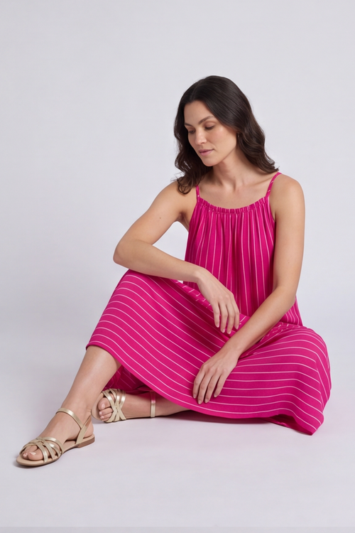 Amelie Stripe Sundress Fuchsia - Image 2
