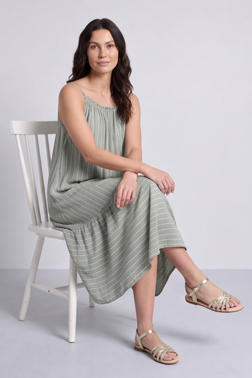 Amelie Stripe Sundress Khaki - Image 3