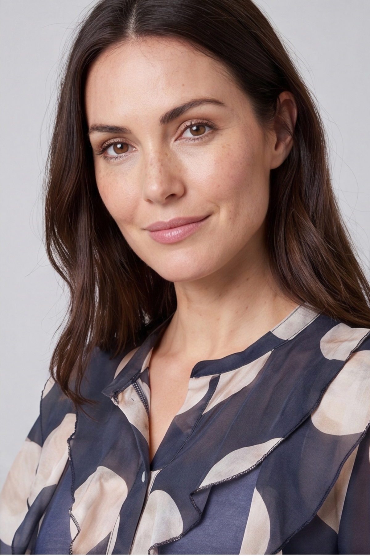 Skye Spot Print Frill Shirt Charcoal