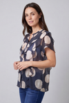 Skye Spot Print Frill Shirt Charcoal
