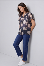 Skye Spot Print Frill Shirt Charcoal Charcoal - Skye Spot Print Frill Shirt Charcoal