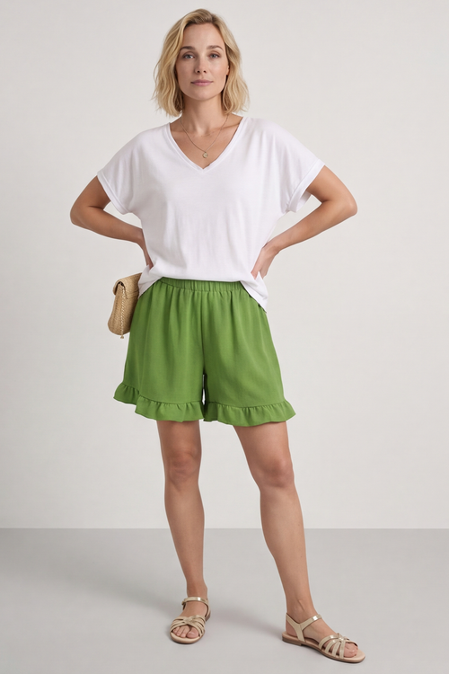 Stellina Frill Shorts Olive - Image 3