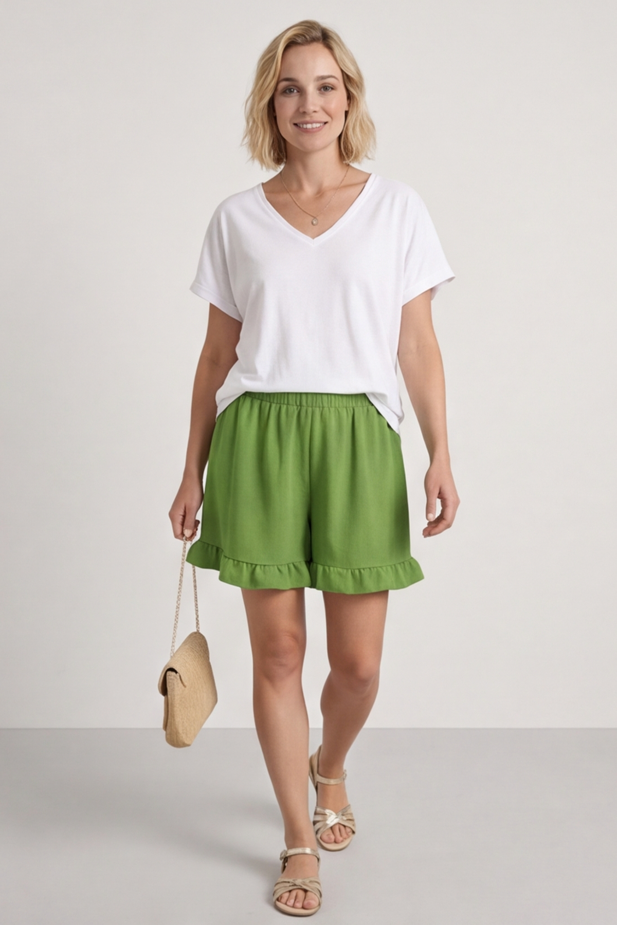 Stellina Frill Shorts Olive