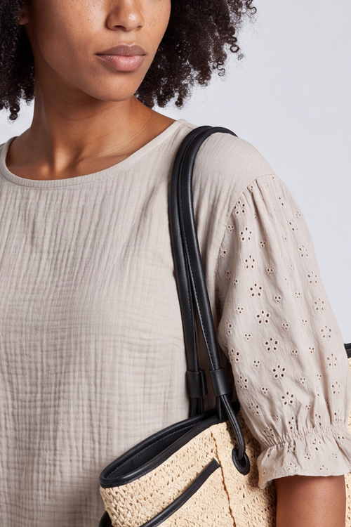 Ariana Cotton Tunic Top Stone - Image 2