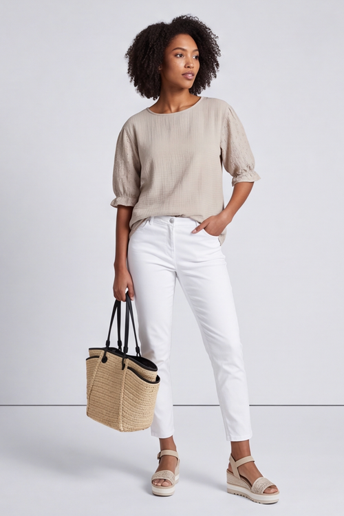 Ariana Cotton Tunic Top Stone - Image 6