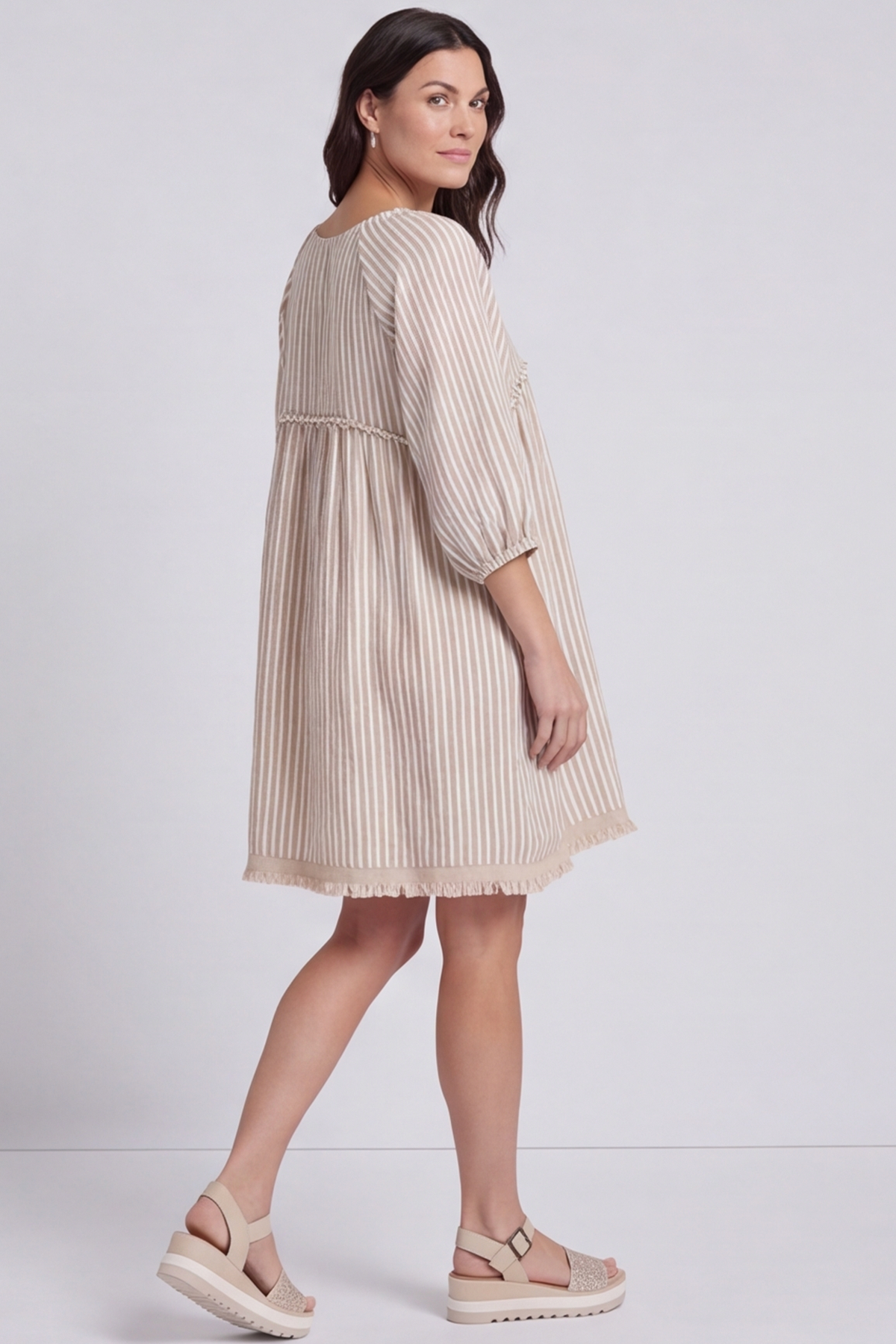 Kadenzia Stripe Cotton Tunic Stone