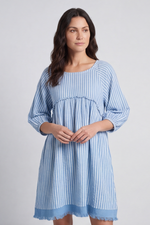 Kadenzia Stripe Cotton Tunic Blue Powder Blue - Kadenzia Stripe Cotton Tunic Blue