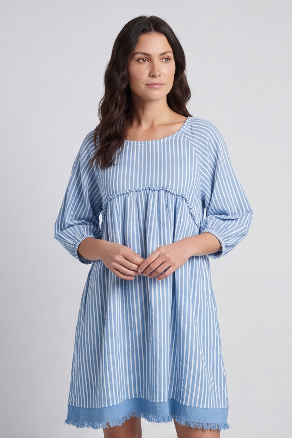 Kadenzia Stripe Cotton Tunic Blue