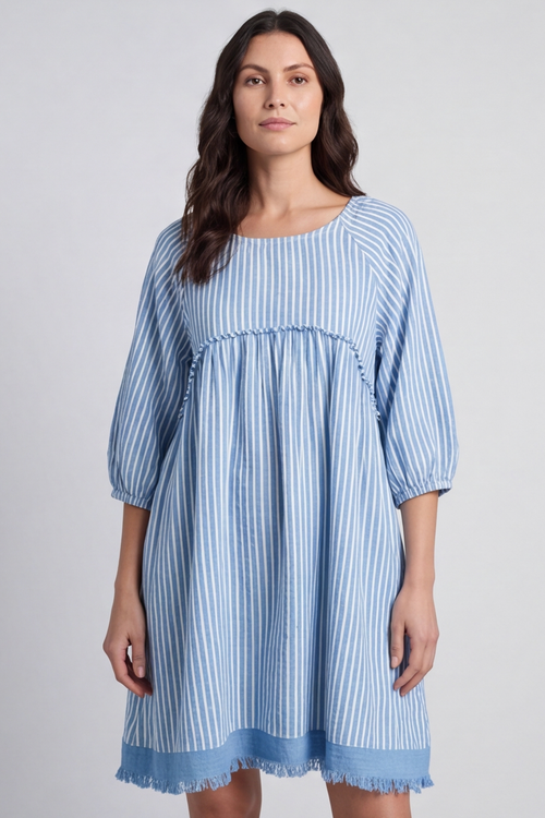 Kadenzia Stripe Cotton Tunic Blue - Image 5