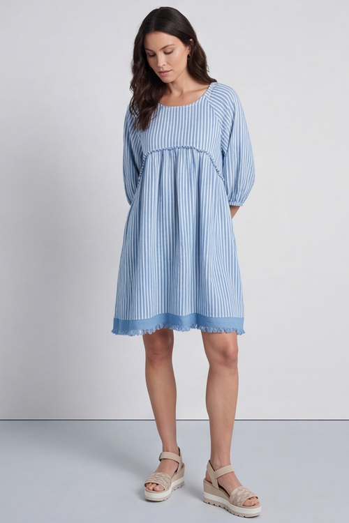 Kadenzia Stripe Cotton Tunic Blue - Image 6