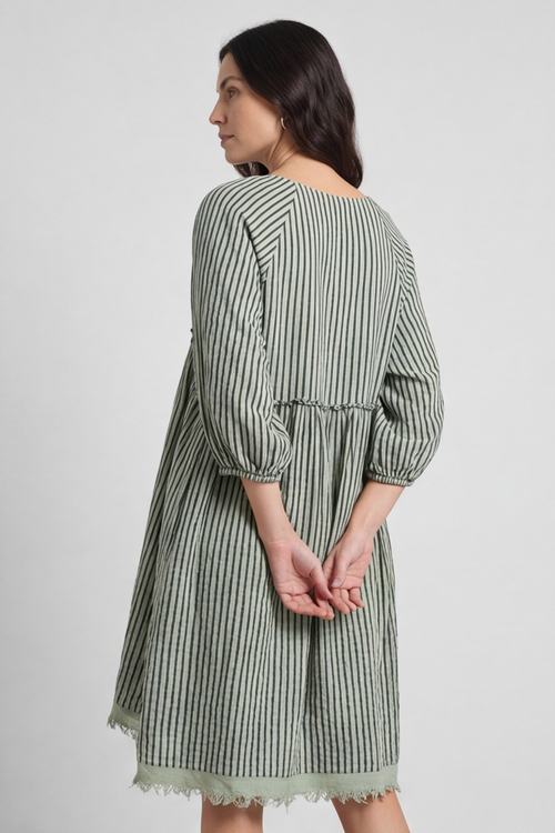 Kadenzia Stripe Cotton Tunic Sage Green - Image 6
