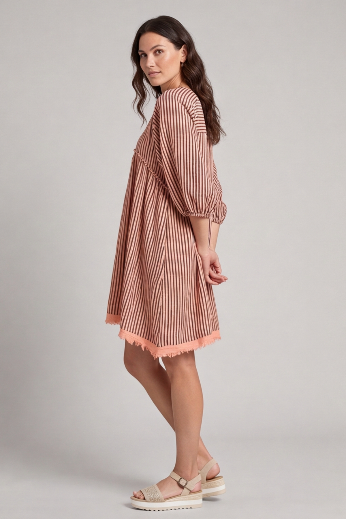 Kadenzia Stripe Cotton Light Orange