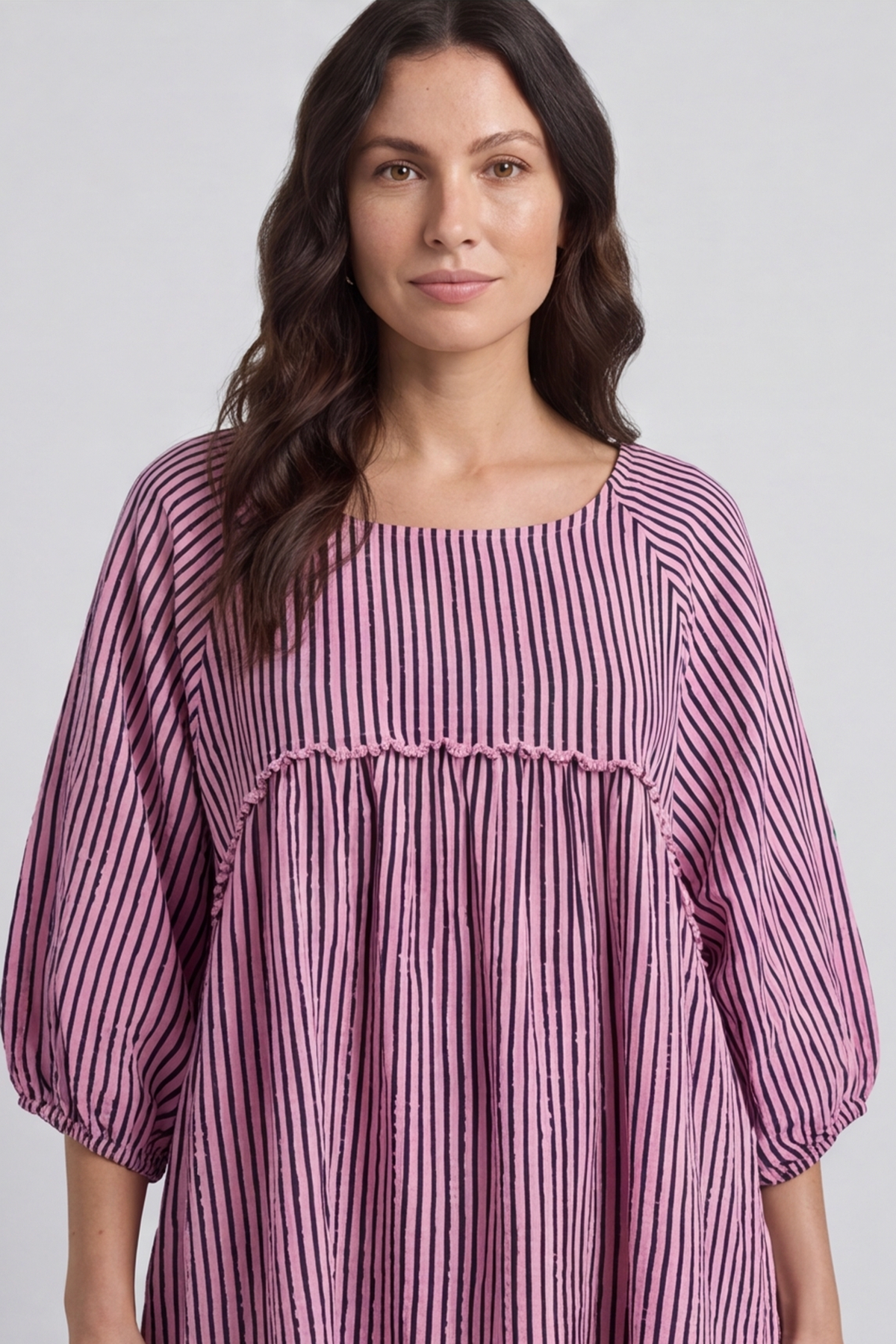 Kadenzia Stripe Cotton Tunic Pink
