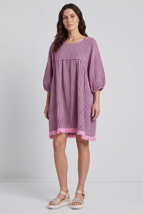 Kadenzia Stripe Cotton Tunic Pink - Image 4