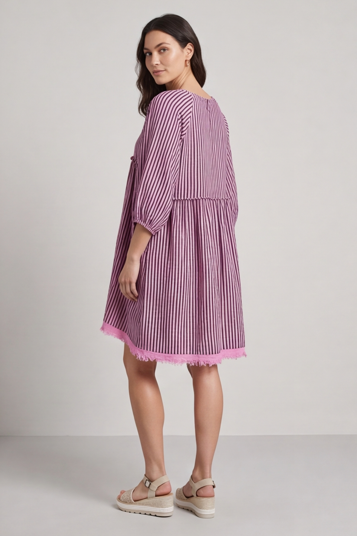Kadenzia Stripe Cotton Tunic Pink