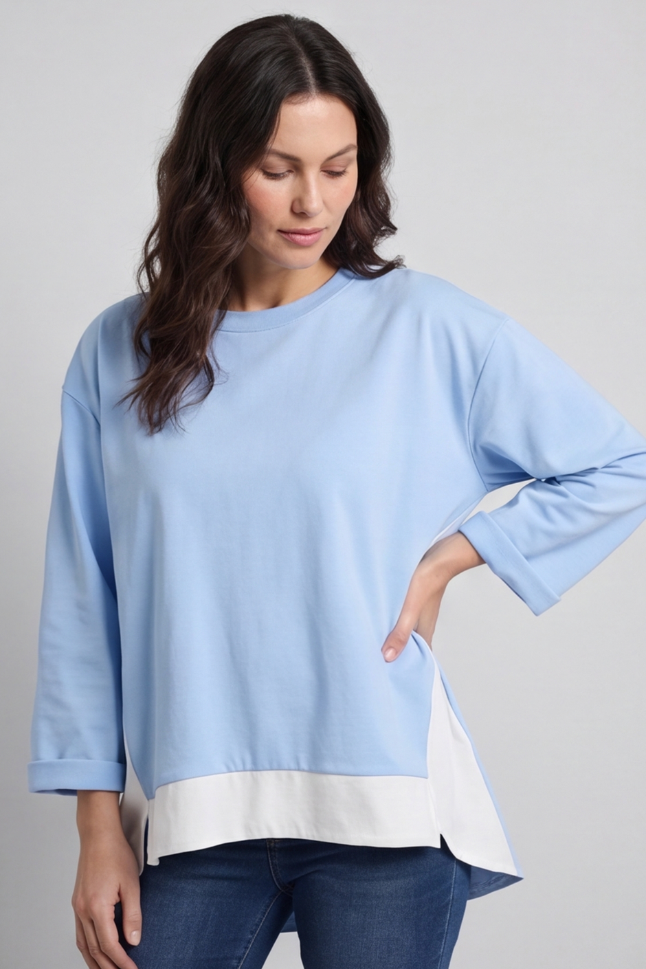 Sukina Contrast Top Powder Blue