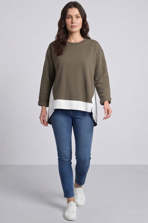 Sukina Contrast Top Khaki - Image 4