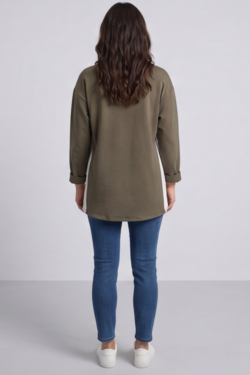 Sukina Contrast Top Khaki - Image 5