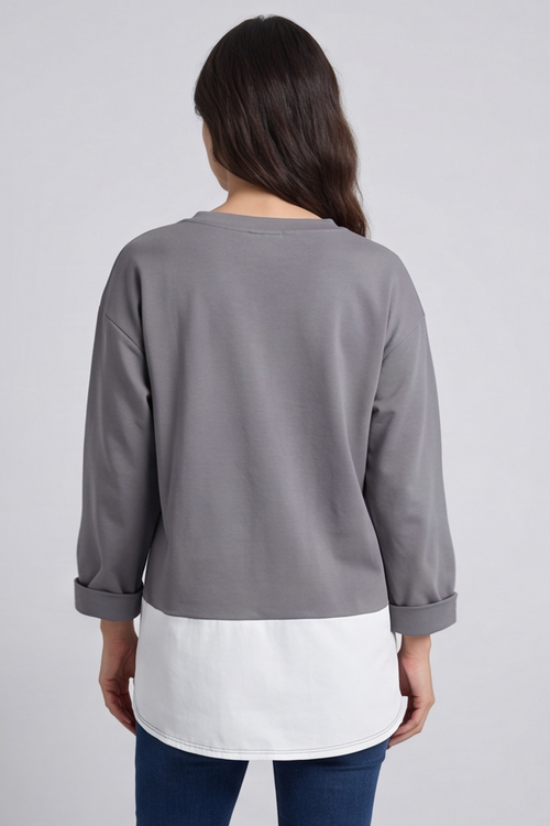 Sukina Contrast Top Mid Grey - Image 2