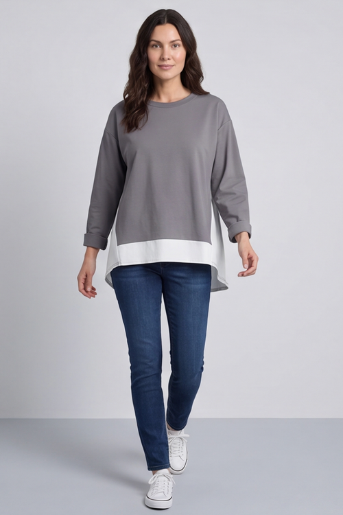 Sukina Contrast Top Mid Grey - Image 3