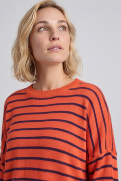 Bamburgh Stripe Knit Top Orange